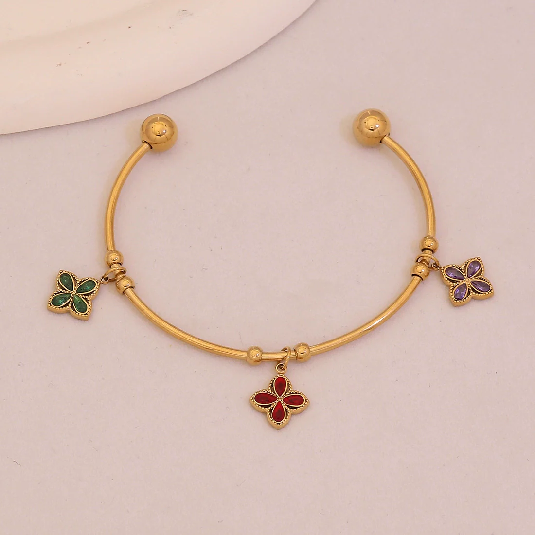 Wholesale Fashionable Elegant And Versatile Flower Heart Multielement Stainless Steel Electroplated Bracelet For Office Ladies - Image 2