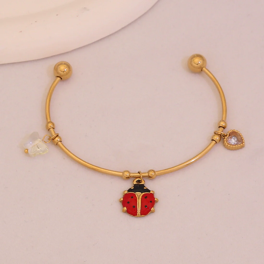Wholesale Fashionable Elegant And Versatile Flower Heart Multielement Stainless Steel Electroplated Bracelet For Office Ladies - Image 3