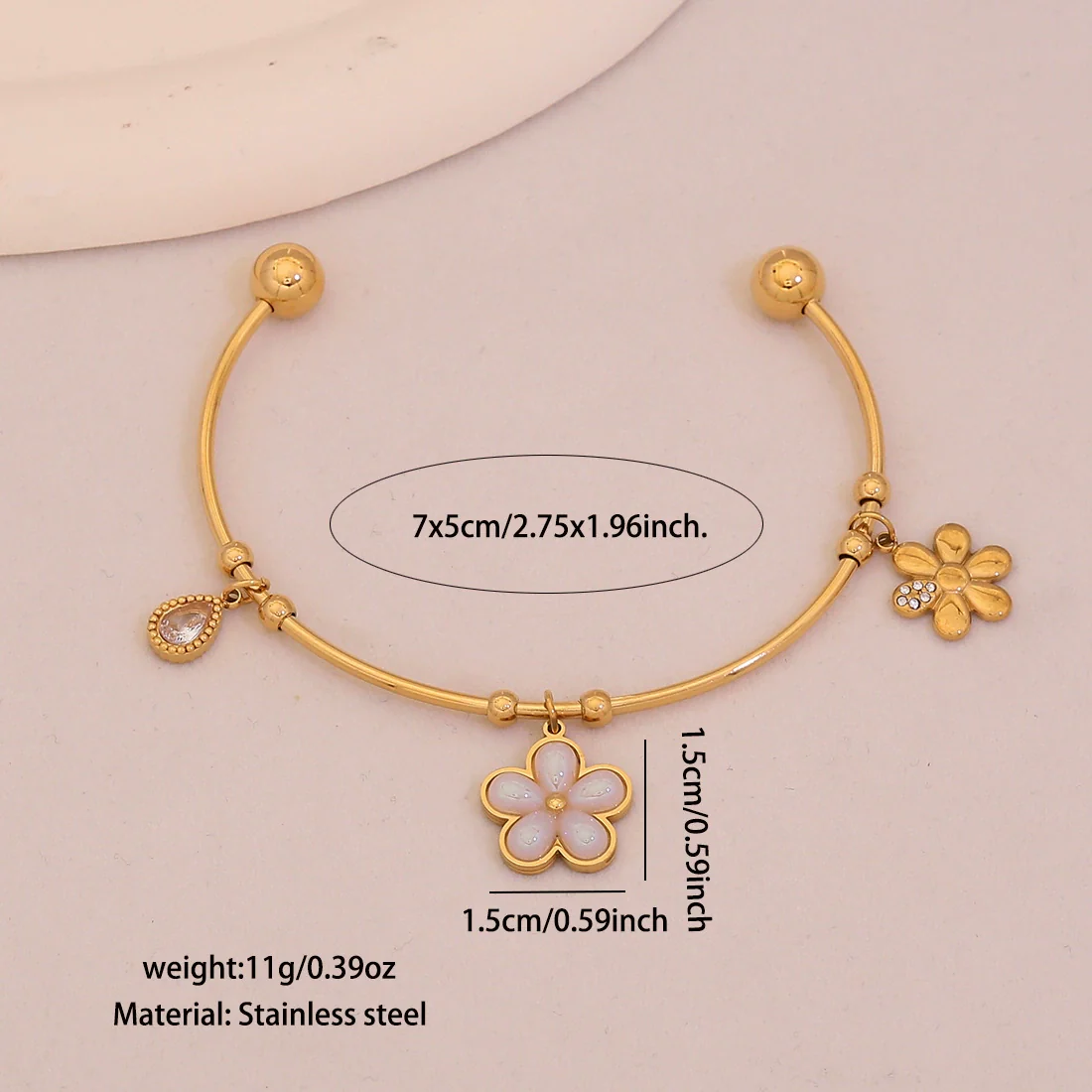 Wholesale Fashionable Elegant And Versatile Flower Heart Multielement Stainless Steel Electroplated Bracelet For Office Ladies - Image 9