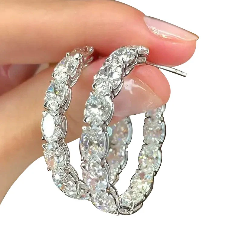 Wholesale Fashionable Geometric Copper Earrings With Zircon For Women - Image 5