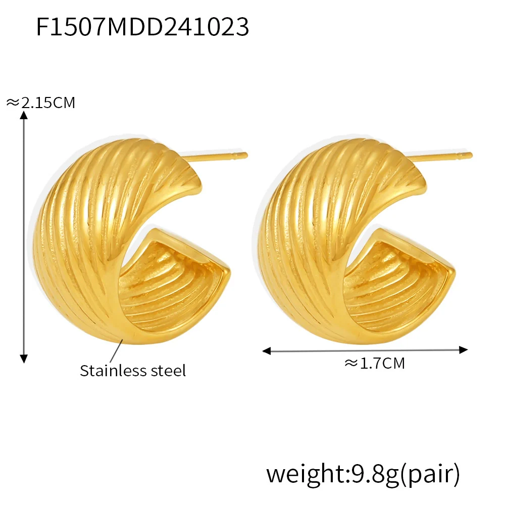 Wholesale Fashionable Geometric Ctype Twill Stainless Steel 18K Gold Plated Nonallergic Women's Earrings - Image 6