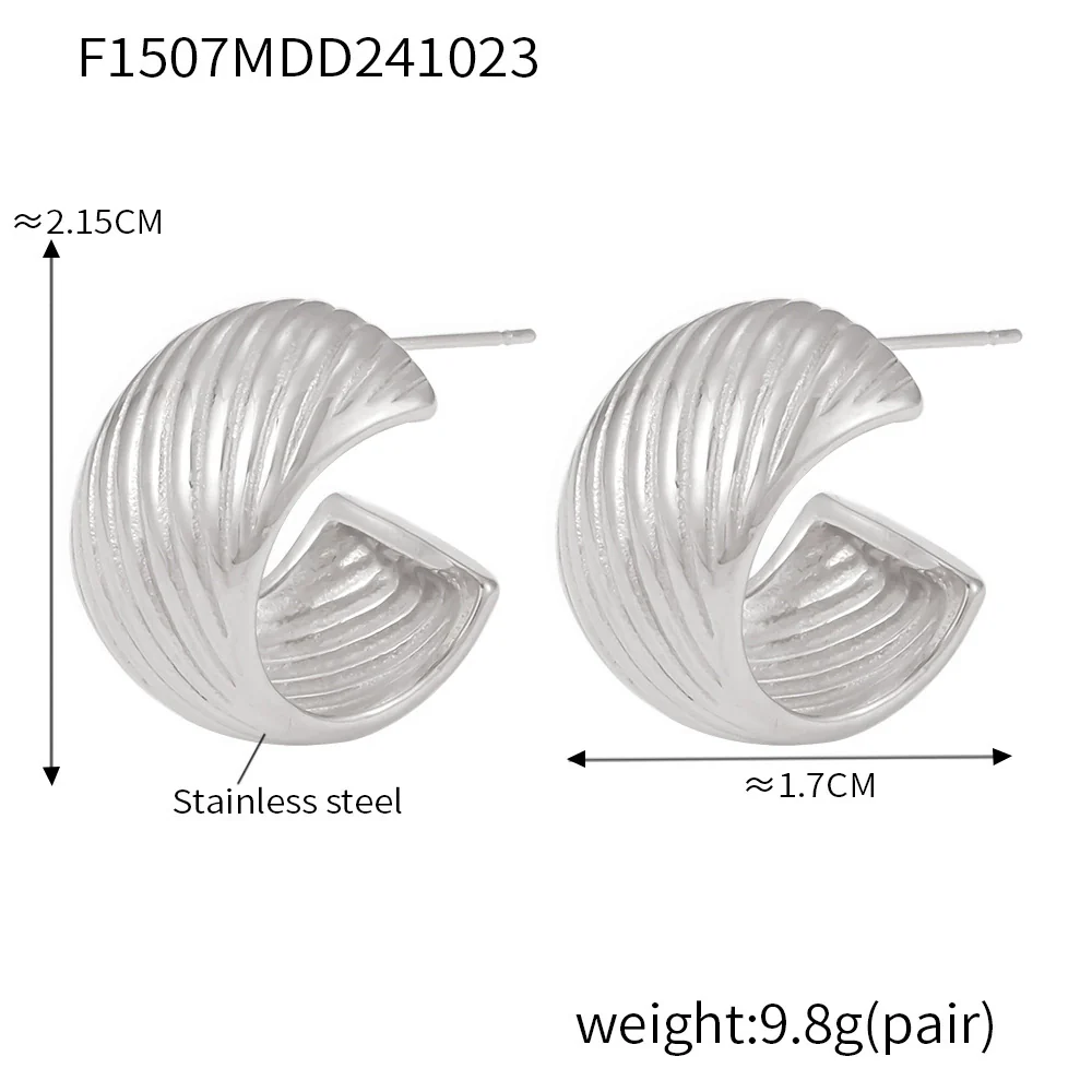 Wholesale Fashionable Geometric Ctype Twill Stainless Steel 18K Gold Plated Nonallergic Women's Earrings - Image 7