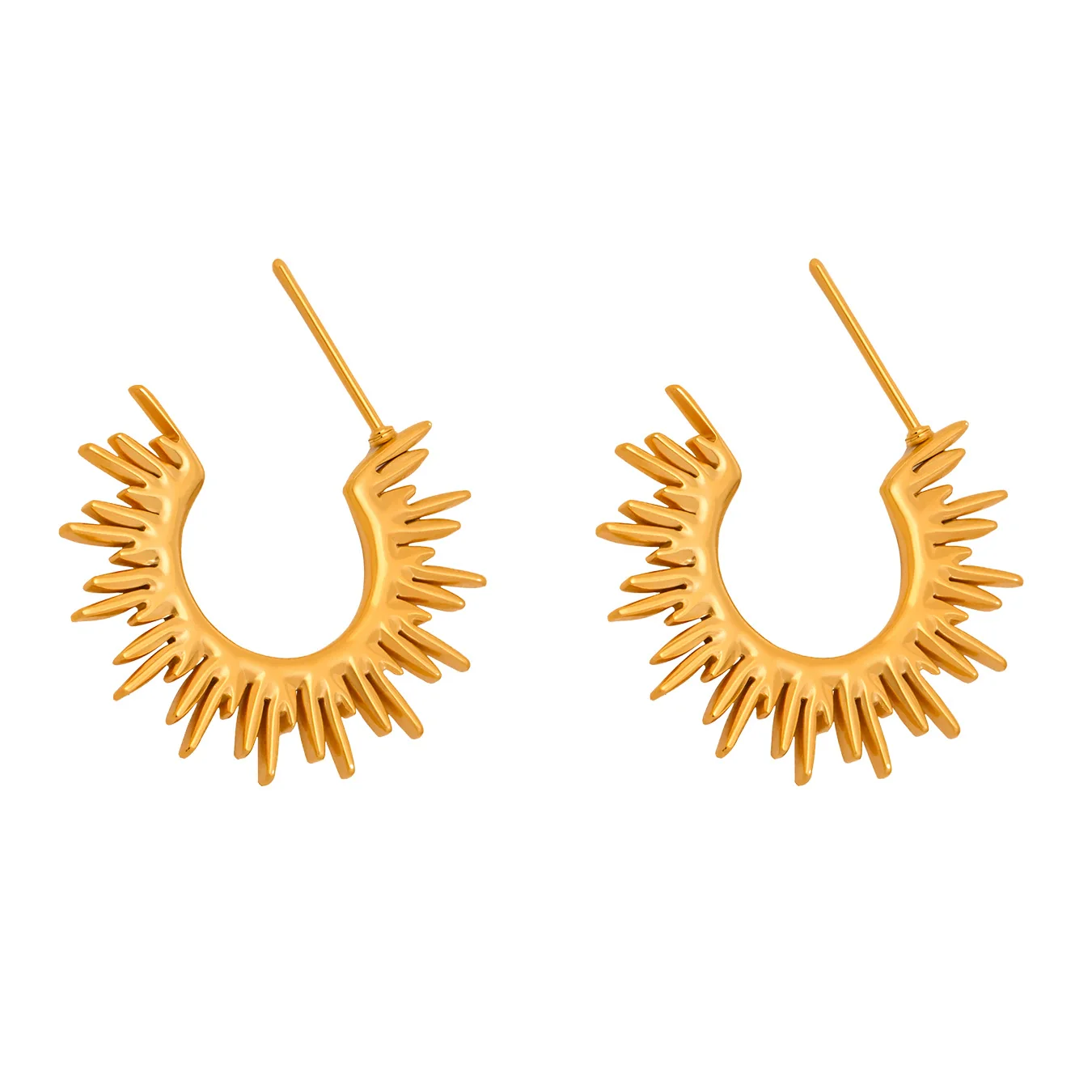 Wholesale Fashionable Geometric Sunflower Fine Pattern Electroplated Stainless Steel Earrings For Women - Image 5