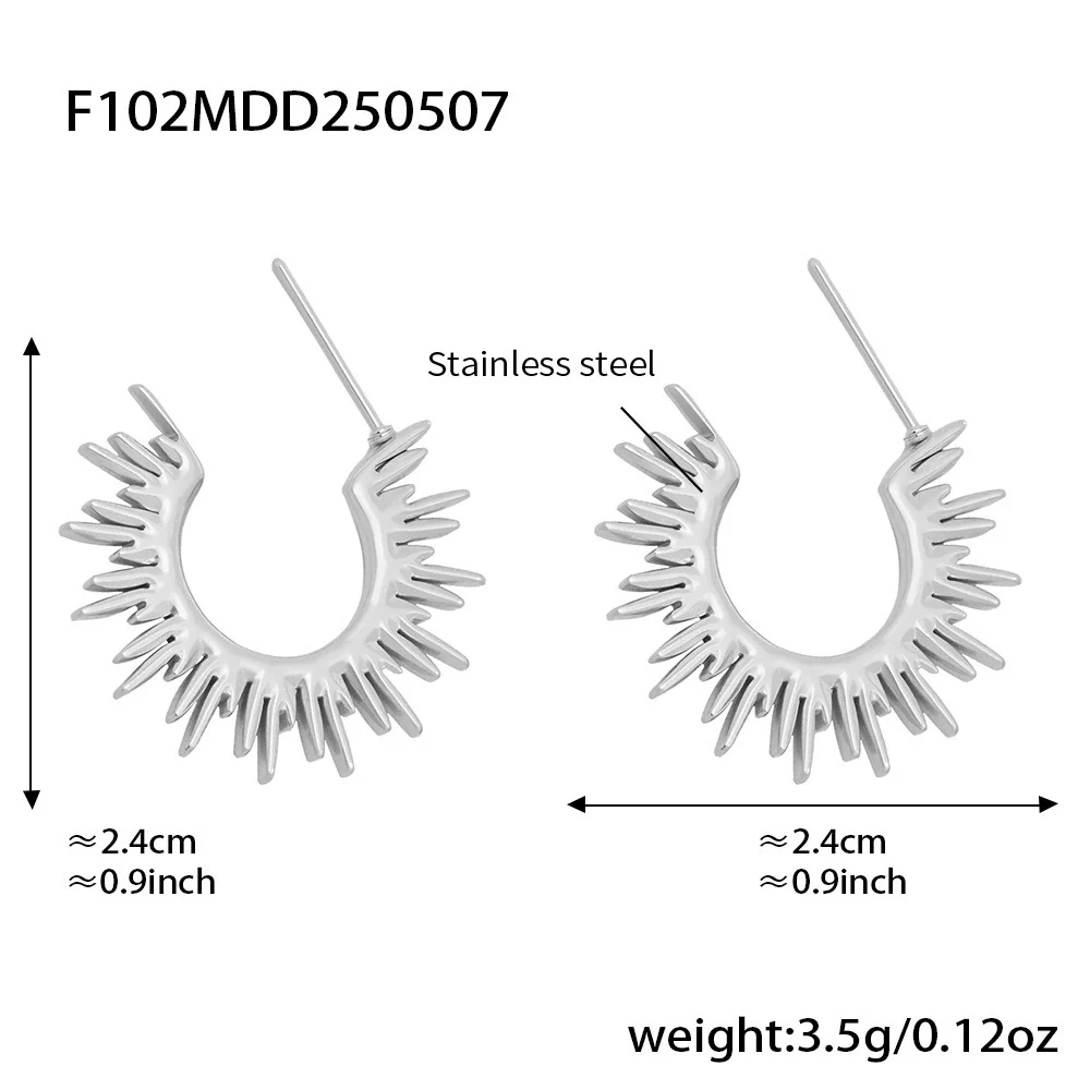 Wholesale Fashionable Geometric Sunflower Fine Pattern Electroplated Stainless Steel Earrings For Women - Image 7
