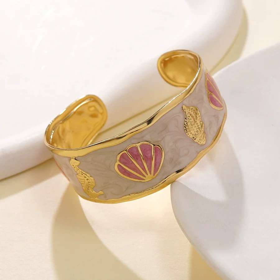 Wholesale Fashionable Geometry Stainless Steel Dripping Oil Open Bracelet - Image 7