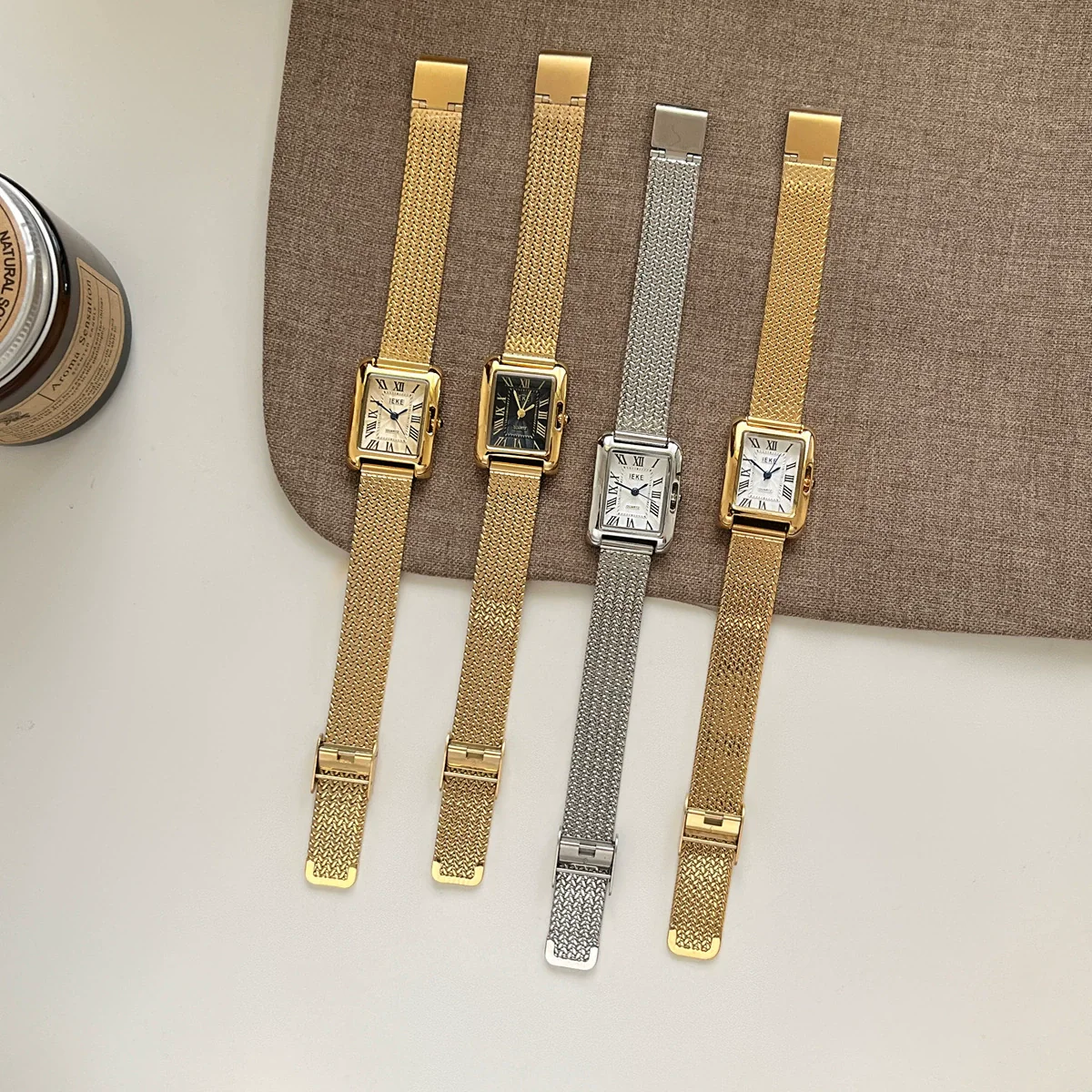 Wholesale Fashionable Rectangular Metal And Stainless Steel Chain Watch With Roman Scale And Printed Logo - Image 5