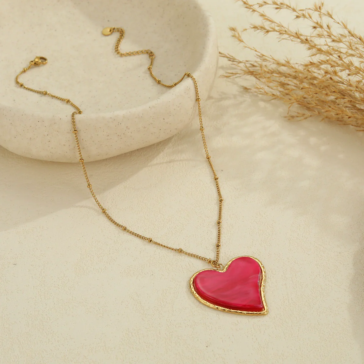 Wholesale Fashionable Retro Leopard Print Heartshaped Stainless Steel Electroplated Women's Pendant Necklace - Image 4