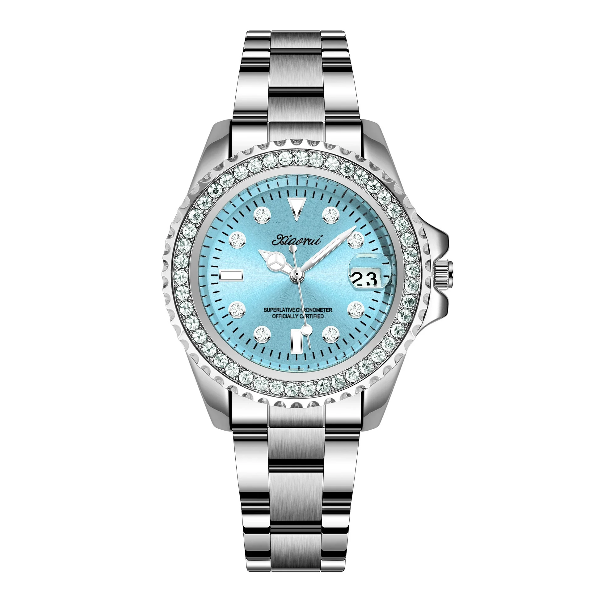 Wholesale Fashionable Women's Watches With Alloy Case And Strap Mineral Reinforced Glass Mirror Spiral Crown Doublesided Button Buckle Printed Logo Waterproof - Image 6