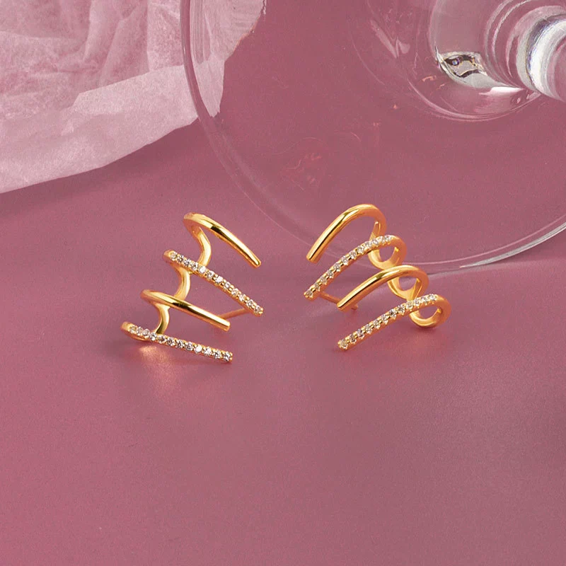 Wholesale Female Earrings S925 Sterling Silver With Arc Microinlaid Zircon - Image 6