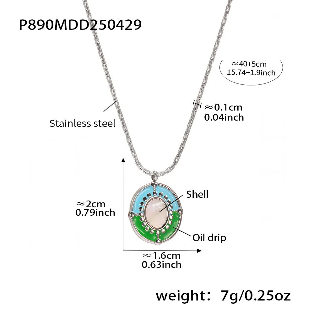 Wholesale Female Ferris Wheel Geometric Stainless Steel Enamel Glaze Shell Electroplated Pendant Clavicle Necklace - Image 6