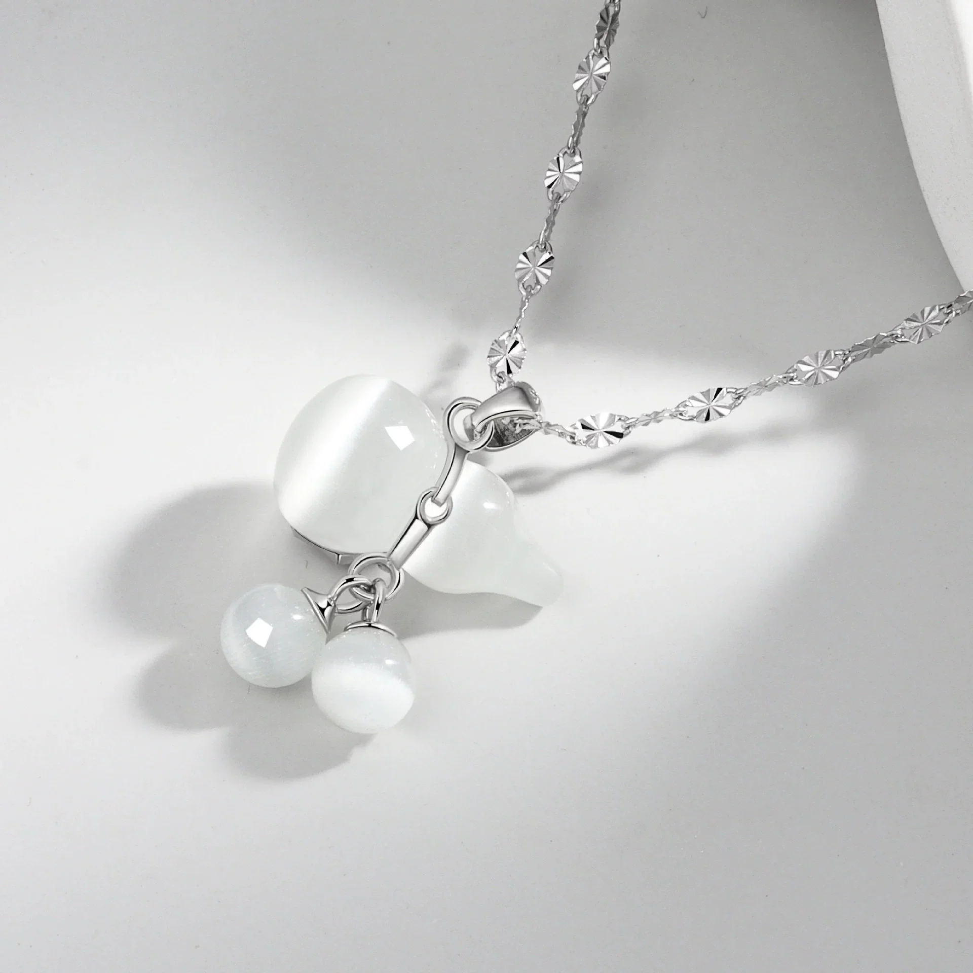 Wholesale Female Gourd Clavicle Chain Necklace 925 Sterling Silver With Hetian Jade Gourd Pendant Electroplated - Image 3