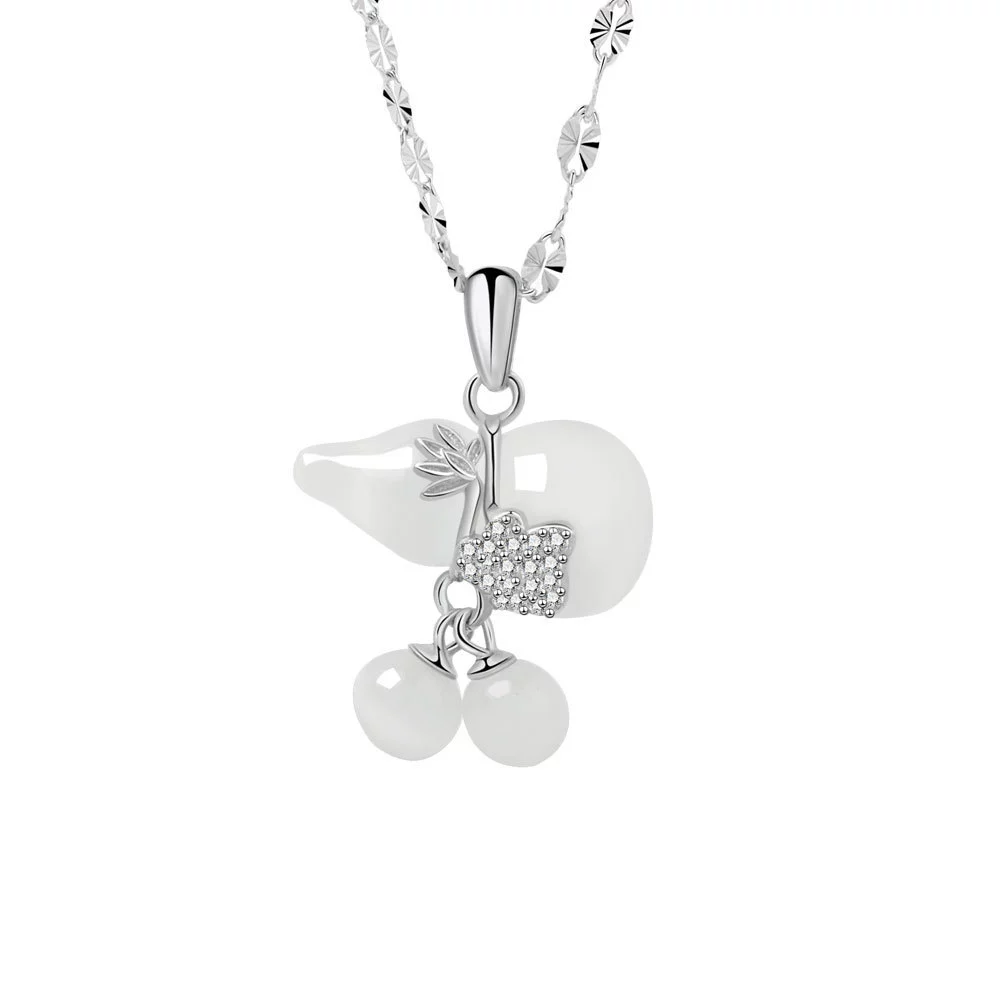 Wholesale Female Gourd Clavicle Chain Necklace 925 Sterling Silver With Hetian Jade Gourd Pendant Electroplated - Image 4