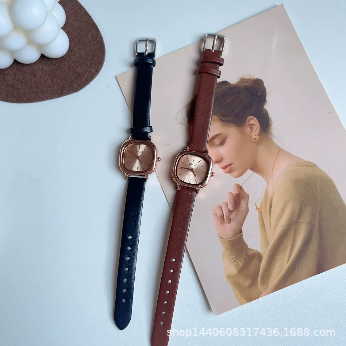 Wholesale Female Retro Square Alloy Case Ordinary Glass Mirror Leisure Student Watch
