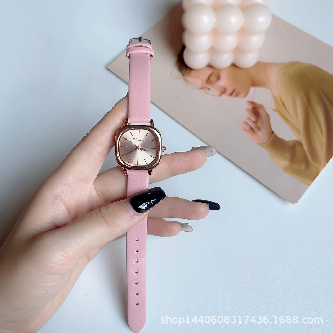 Wholesale Female Retro Square Alloy Case Ordinary Glass Mirror Leisure Student Watch - Image 6