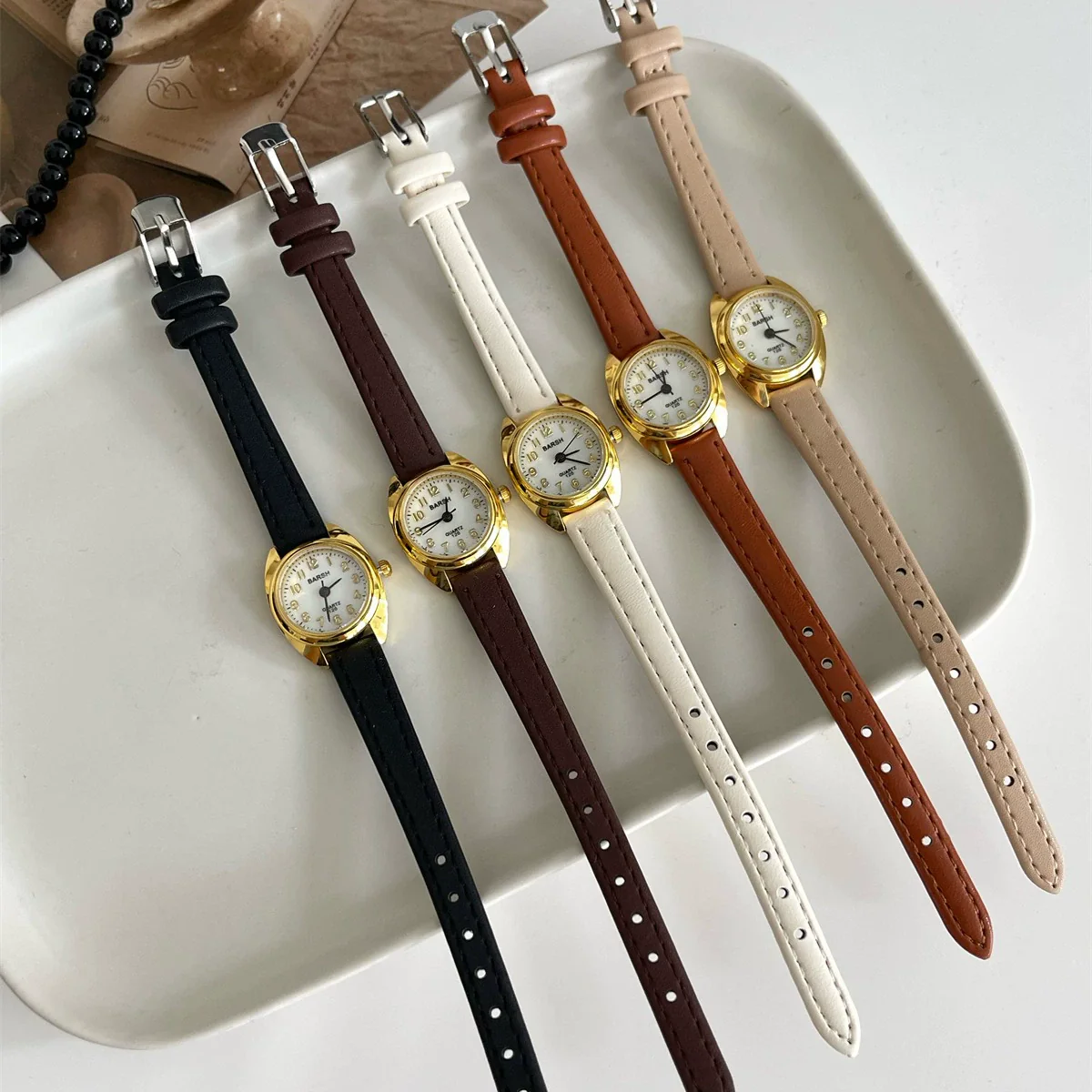 Wholesale Female Student Mini Round Quartz Watch With Metal Case Stainless Steel Buckle And Pu Strap Vintage Artistic Medieval Style - Image 3