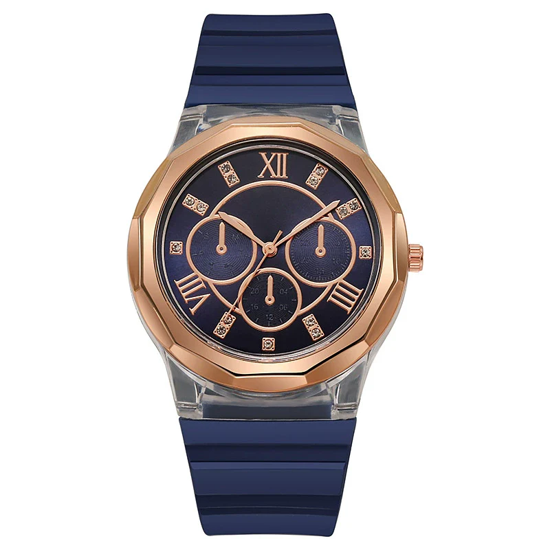 Wholesale Female Students' Fashion Silicone Watch With Rhinestones Round Dial And Sapphire Crystal Glass Mirror Luxury Leisure Style - Image 12