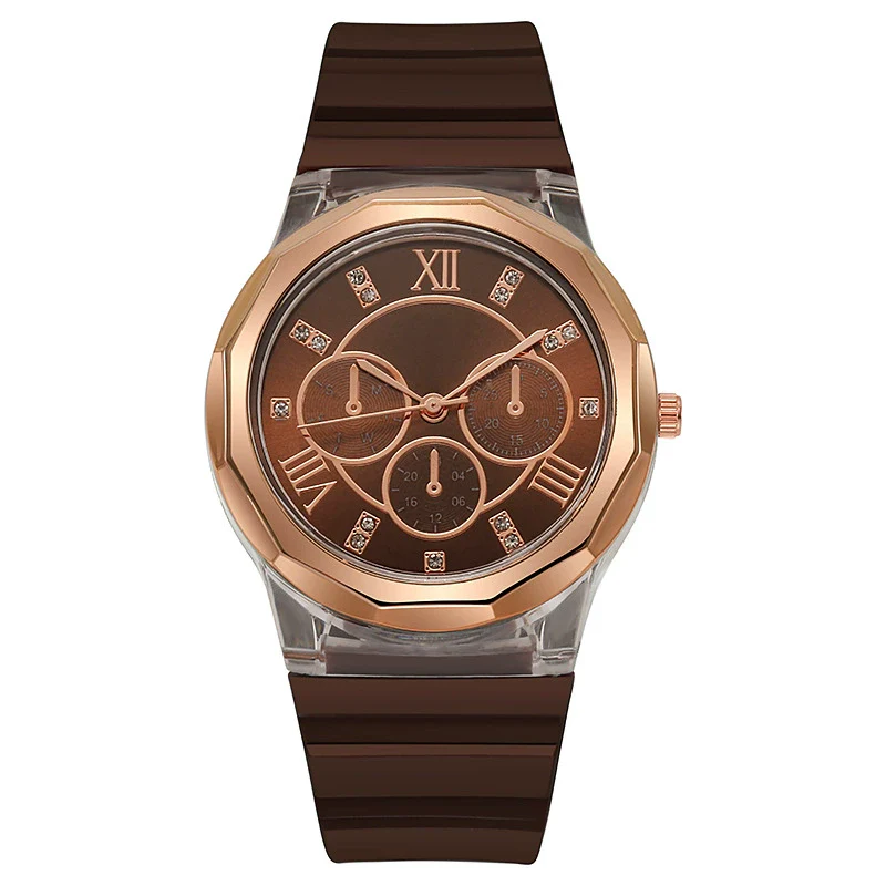 Wholesale Female Students' Fashion Silicone Watch With Rhinestones Round Dial And Sapphire Crystal Glass Mirror Luxury Leisure Style - Image 13