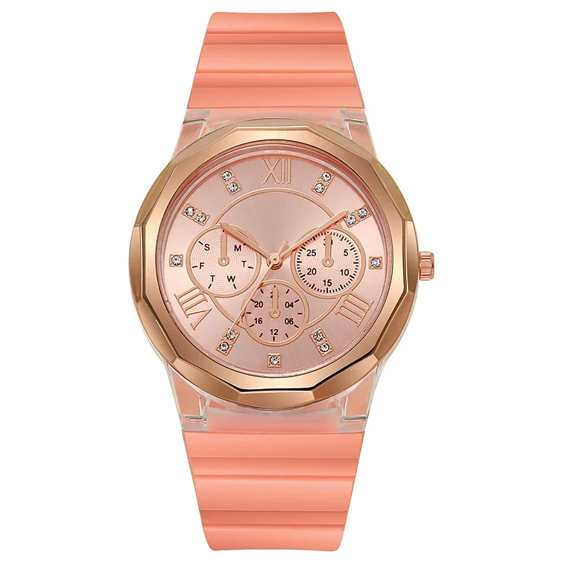 Wholesale Female Students' Fashion Silicone Watch With Rhinestones Round Dial And Sapphire Crystal Glass Mirror Luxury Leisure Style - Image 14