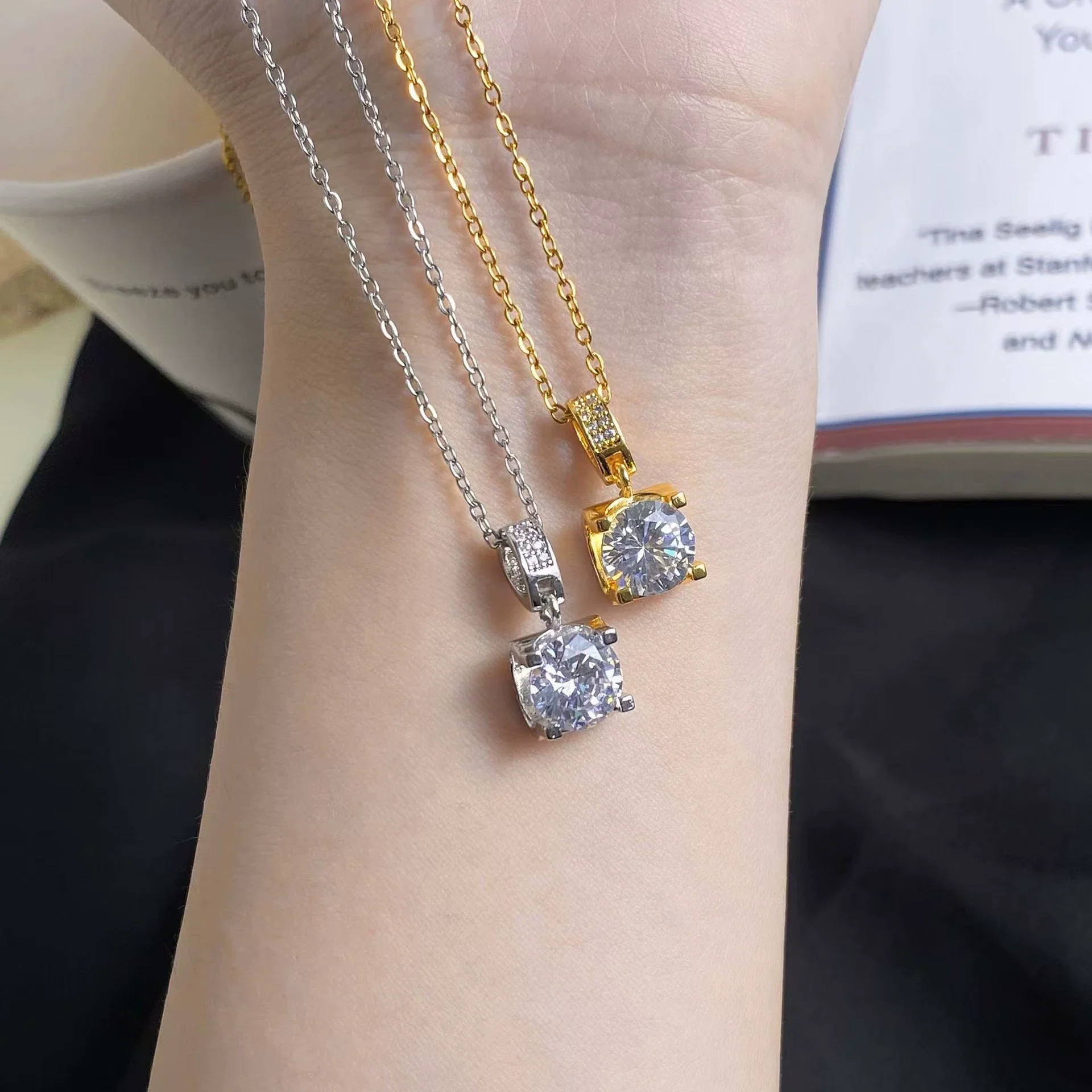 Wholesale Female Sweet Geometric Copper And Titanium Steel Necklace With Real Gold Plating And Enhanced Color Retention