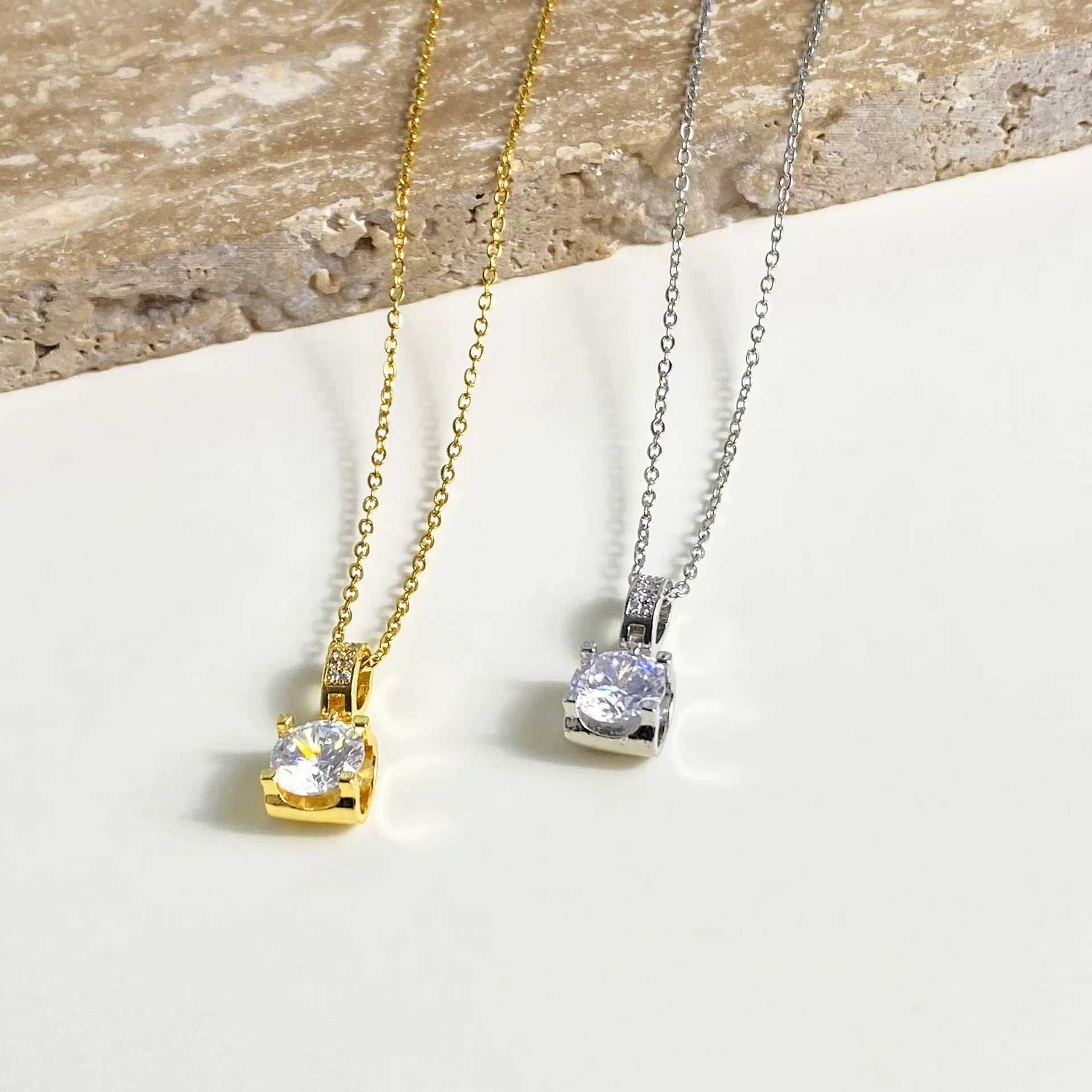 Wholesale Female Sweet Geometric Copper And Titanium Steel Necklace With Real Gold Plating And Enhanced Color Retention - Image 3