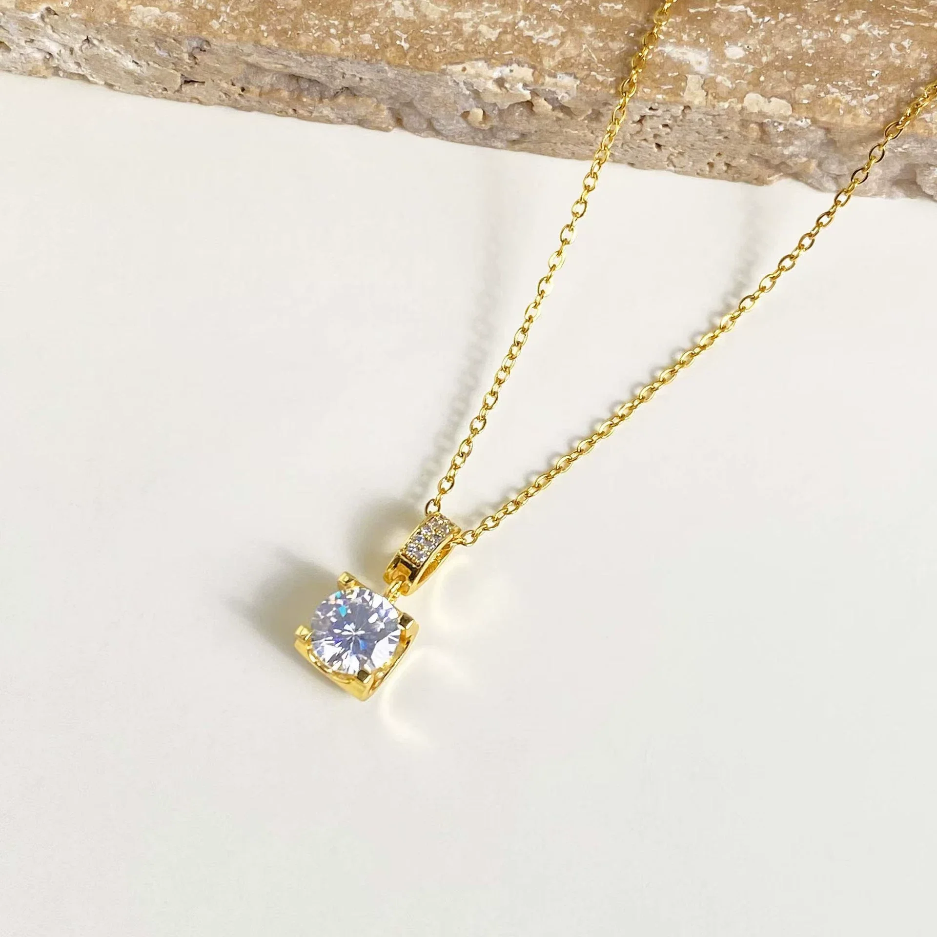 Wholesale Female Sweet Geometric Copper And Titanium Steel Necklace With Real Gold Plating And Enhanced Color Retention - Image 6