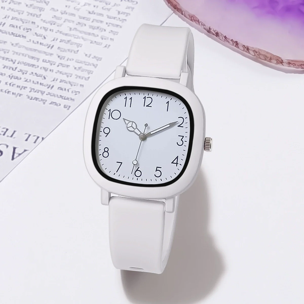 Wholesale Female Watch Alloy Case Silicone Strap Square Dial Retro Preppy Style Casual - Image 7