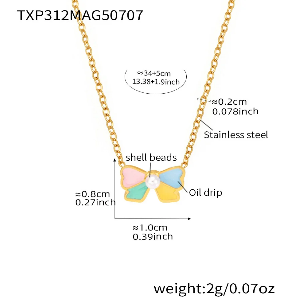 Wholesale Ferris Wheel Colorful Oil Dripping Bow Kids Jewelry Set Stainless Steel Enamel Glaze Geometric Electroplating - Image 6