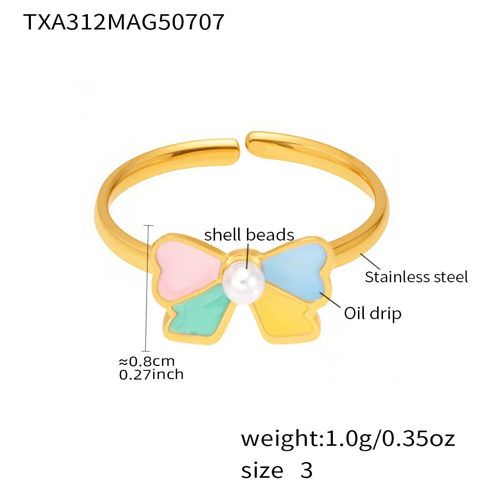 Wholesale Ferris Wheel Colorful Oil Dripping Bow Kids Jewelry Set Stainless Steel Enamel Glaze Geometric Electroplating - Image 9