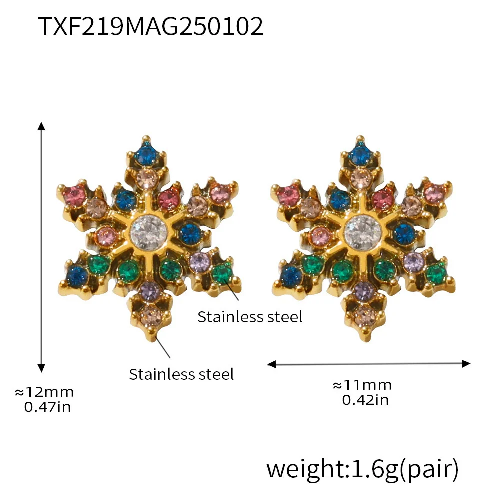 Wholesale Ferris Wheel Colorful Snowflake Zircon Jewelry Set For Women Stainless Steel Electroplated Light Luxury Style Necklace Bracelet Earrings - Image 11