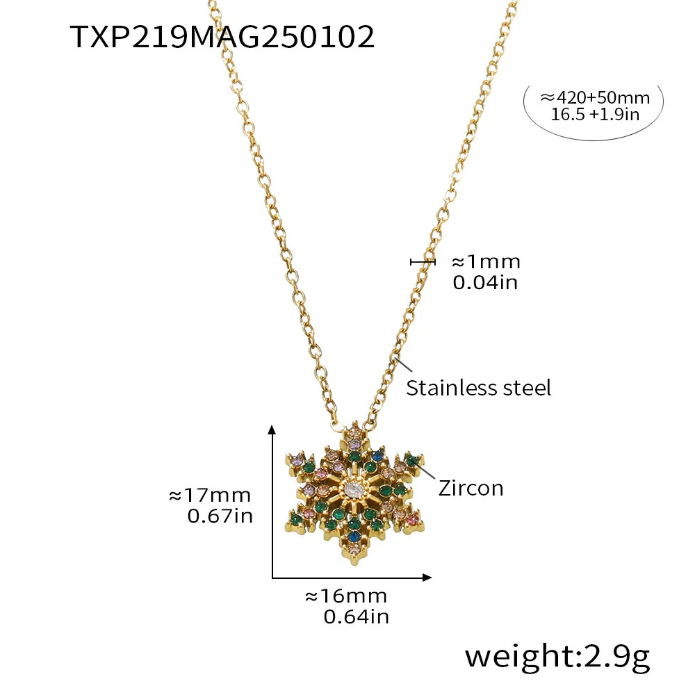 Wholesale Ferris Wheel Colorful Snowflake Zircon Jewelry Set For Women Stainless Steel Electroplated Light Luxury Style Necklace Bracelet Earrings - Image 7