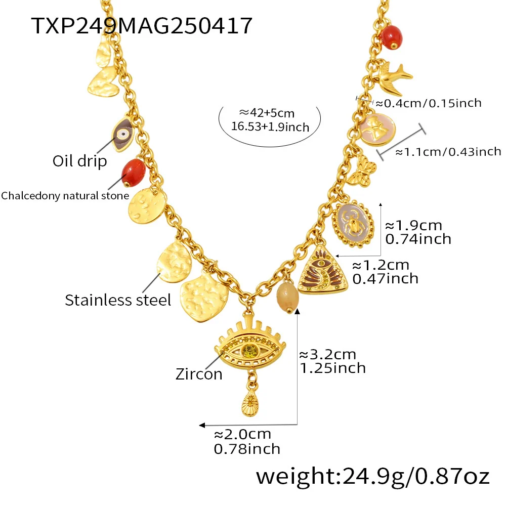 Wholesale Ferris Wheel Devil's Eye Multiaccessory Necklace And Bracelet Set For Women Fashion Stainless Steel And Titanium Steel Electroplated Jewelry - Image 10