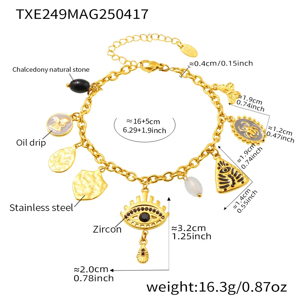 Wholesale Ferris Wheel Devil's Eye Multiaccessory Necklace And Bracelet Set For Women Fashion Stainless Steel And Titanium Steel Electroplated Jewelry - Image 11