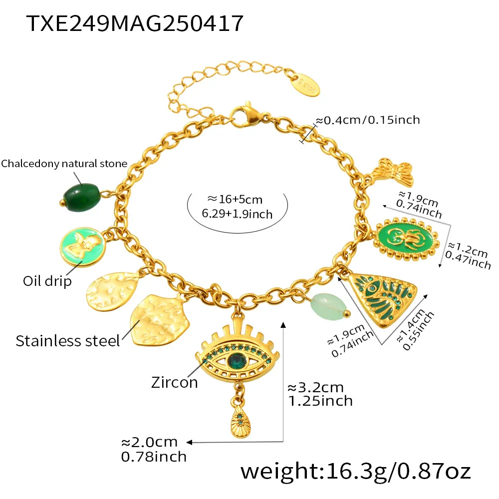 Wholesale Ferris Wheel Devil's Eye Multiaccessory Necklace And Bracelet Set For Women Fashion Stainless Steel And Titanium Steel Electroplated Jewelry - Image 12