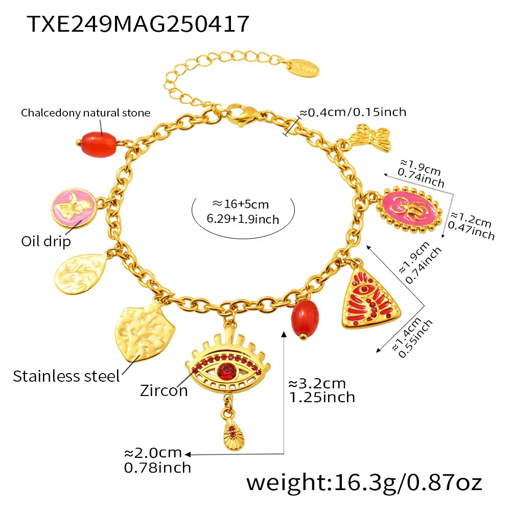 Wholesale Ferris Wheel Devil's Eye Multiaccessory Necklace And Bracelet Set For Women Fashion Stainless Steel And Titanium Steel Electroplated Jewelry - Image 13