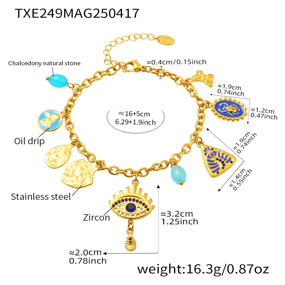 Wholesale Ferris Wheel Devil's Eye Multiaccessory Necklace And Bracelet Set For Women Fashion Stainless Steel And Titanium Steel Electroplated Jewelry - Image 14
