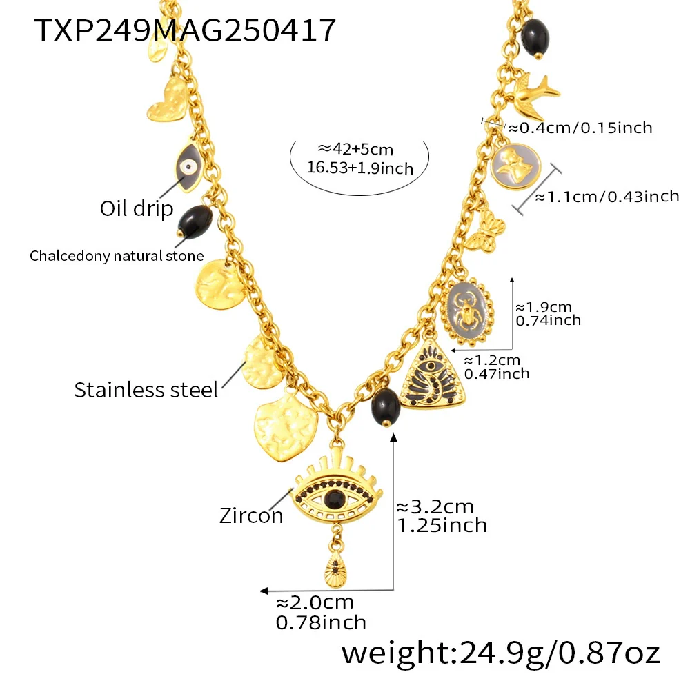 Wholesale Ferris Wheel Devil's Eye Multiaccessory Necklace And Bracelet Set For Women Fashion Stainless Steel And Titanium Steel Electroplated Jewelry - Image 6