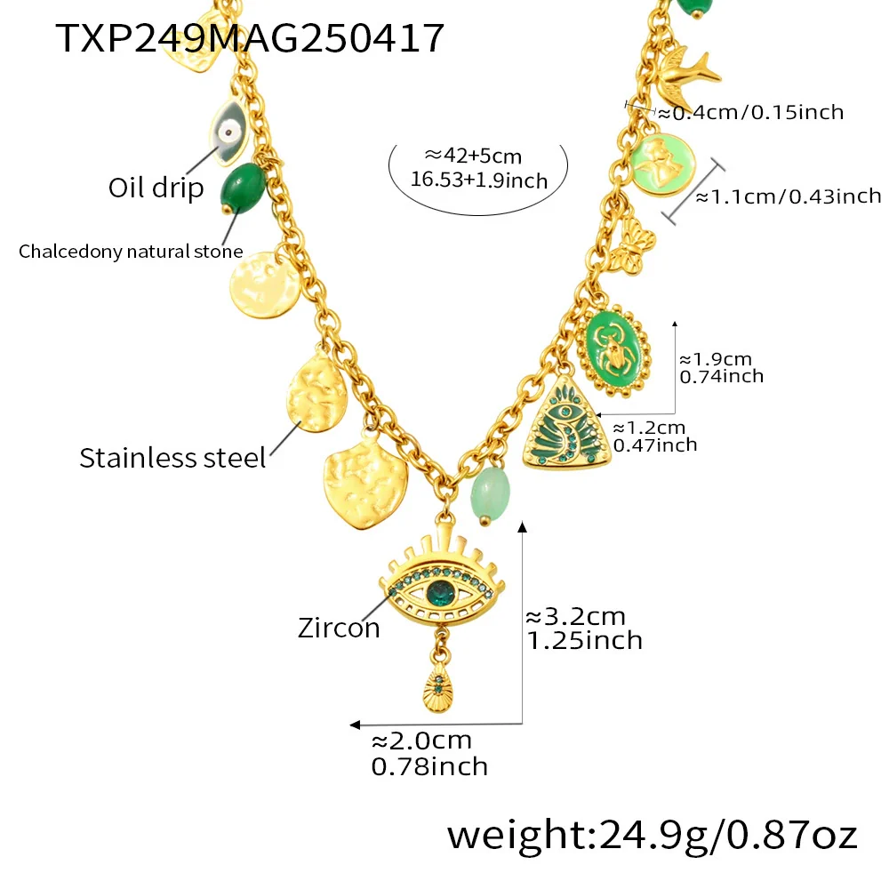 Wholesale Ferris Wheel Devil's Eye Multiaccessory Necklace And Bracelet Set For Women Fashion Stainless Steel And Titanium Steel Electroplated Jewelry - Image 7
