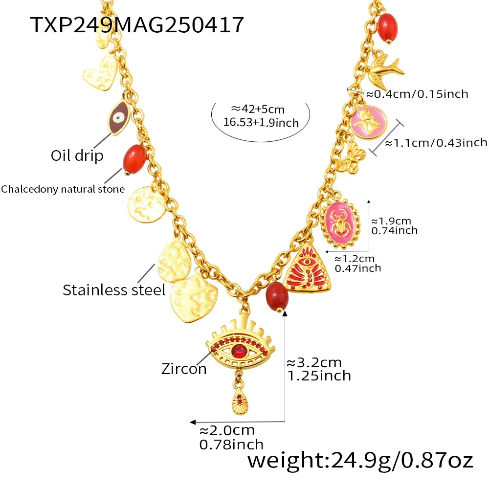 Wholesale Ferris Wheel Devil's Eye Multiaccessory Necklace And Bracelet Set For Women Fashion Stainless Steel And Titanium Steel Electroplated Jewelry - Image 8