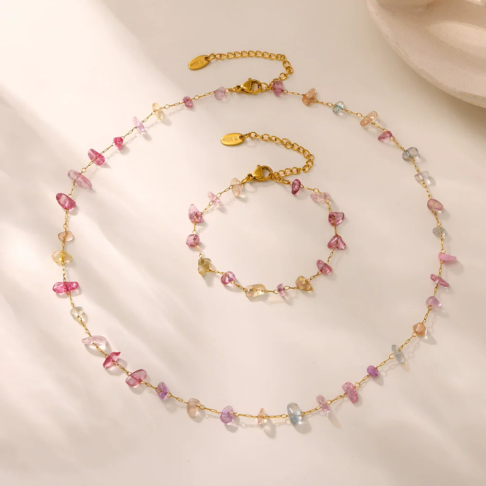 Wholesale Ferris Wheel Dopamine Crystal Stainless Steel Chain Clavicle Necklace And Bracelet For Women In Light Luxury Style With Electroplating - Image 2