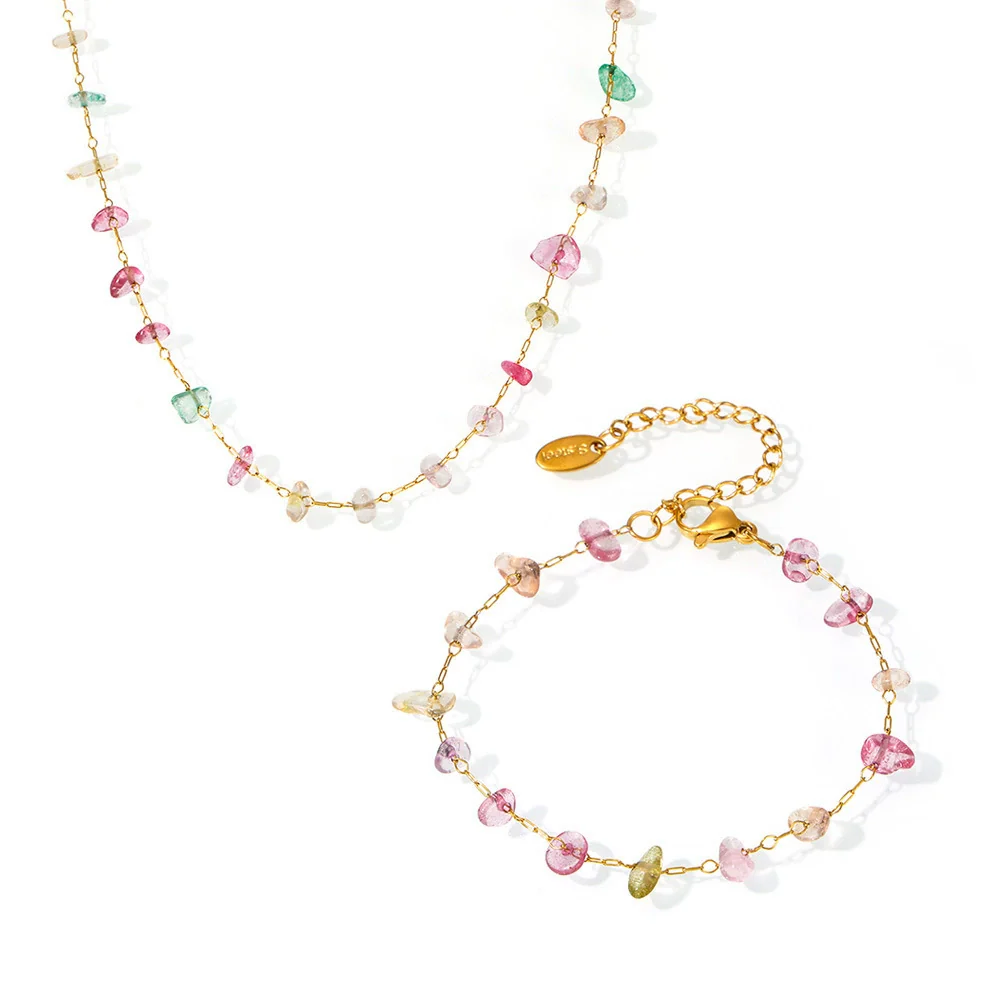 Wholesale Ferris Wheel Dopamine Crystal Stainless Steel Chain Clavicle Necklace And Bracelet For Women In Light Luxury Style With Electroplating - Image 5
