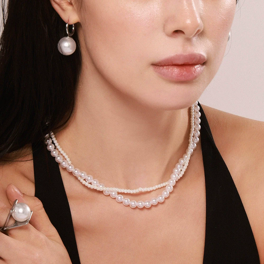 Wholesale Ferris Wheel Double Shell Bead Stainless Steel Electroplated Jewelry Set For Women Necklace Earrings Ring - Image 3