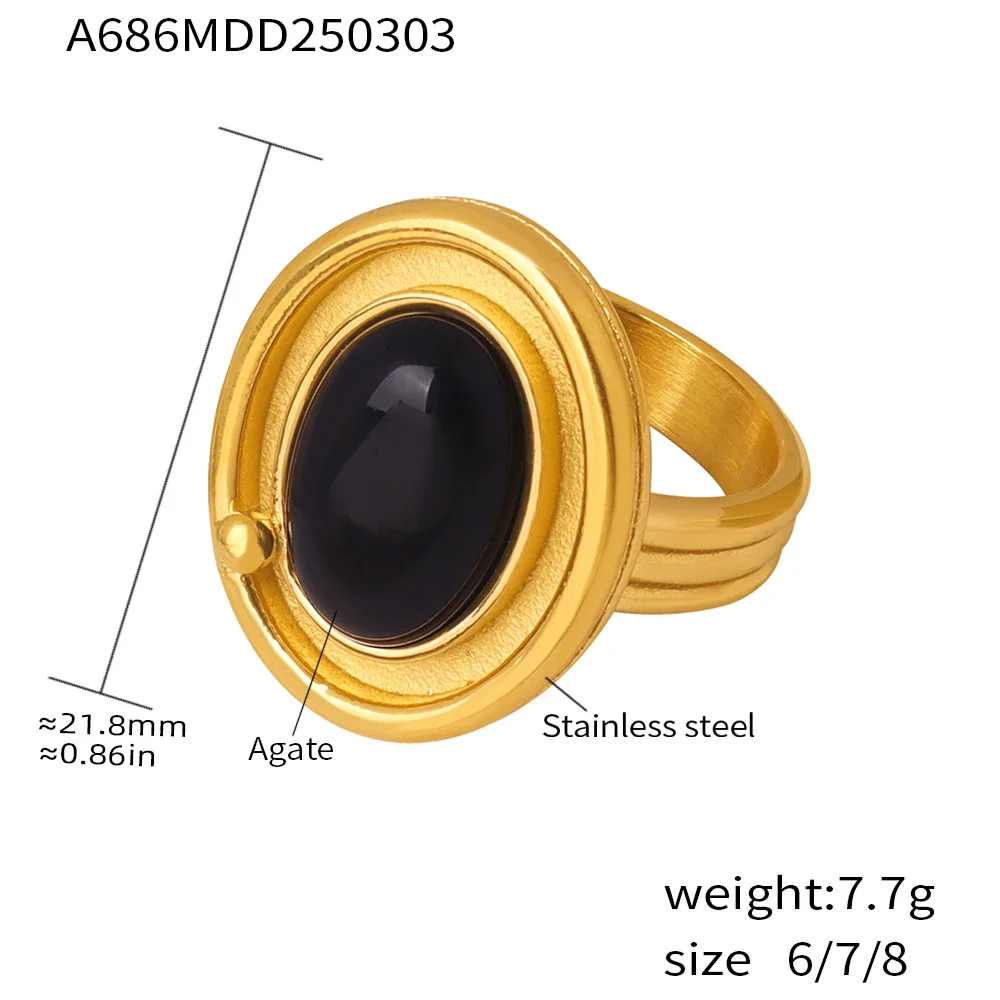 Wholesale Ferris Wheel Earrings And Necklace Set For Women Made Of Stainless Steel And Black Onyx With Titanium Steel Pendant And 18K Real Gold Electroplating - Image 12