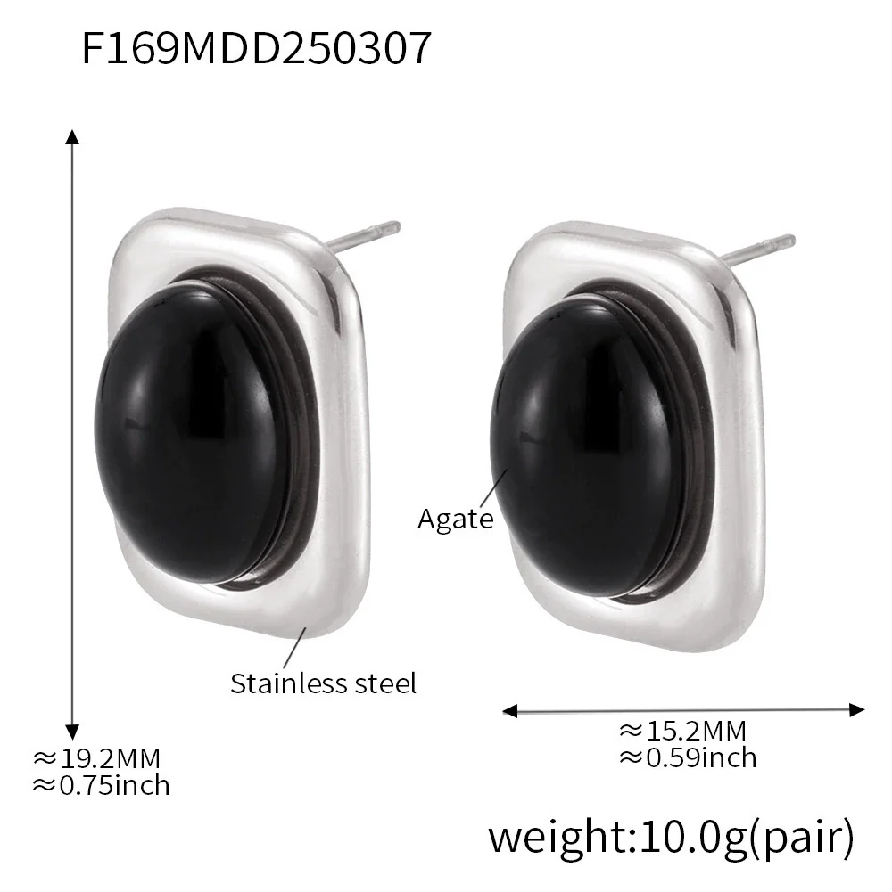 Wholesale Ferris Wheel Earrings And Necklace Set For Women Made Of Stainless Steel And Black Onyx With Titanium Steel Pendant And 18K Real Gold Electroplating - Image 7