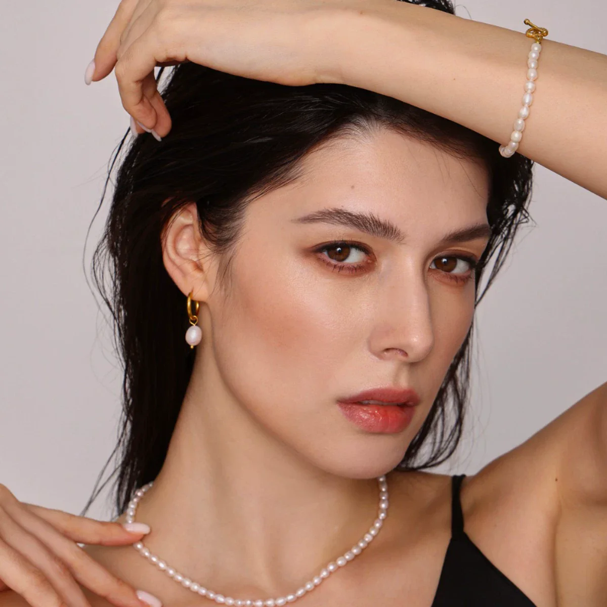 Wholesale Ferris Wheel Elegant Freshwater Pearl And Stainless Steel Electroplated Necklace Bracelet Earrings Set For Women - Image 3