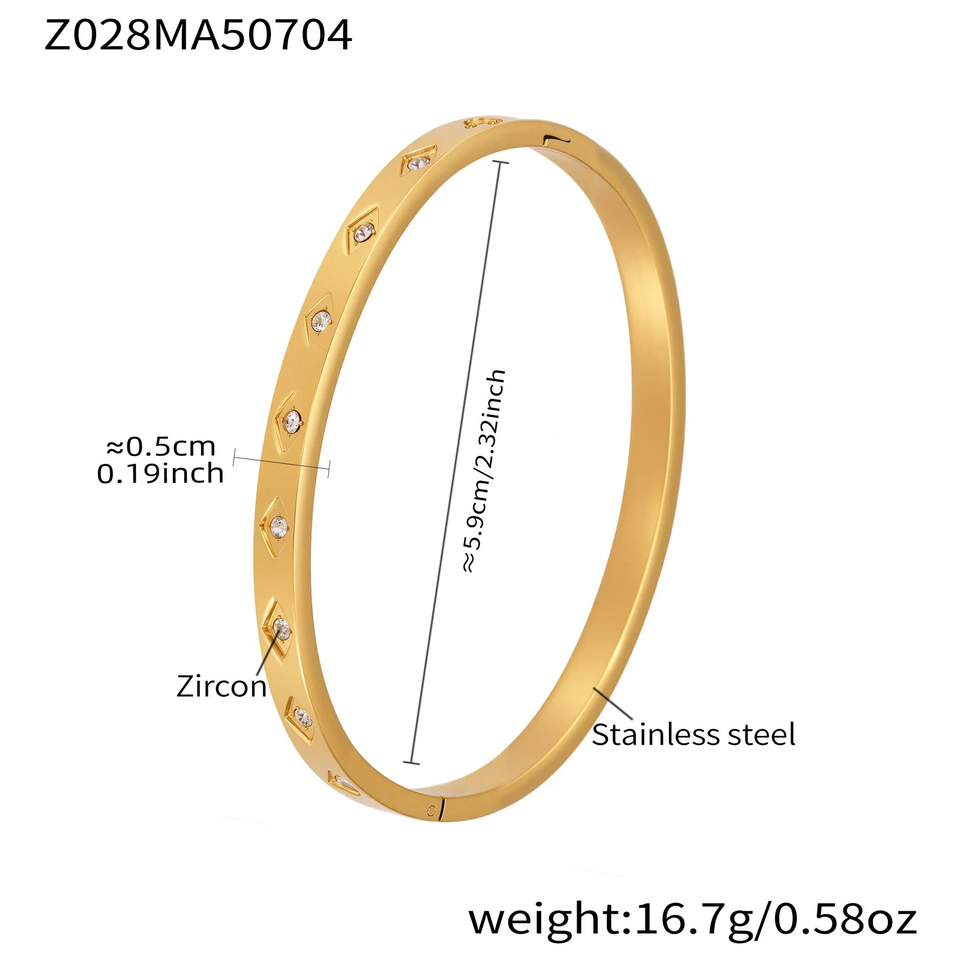 Wholesale Ferris Wheel Geometric Diamond Pattern Stainless Steel Zircon Electroplated Bracelet - Image 7