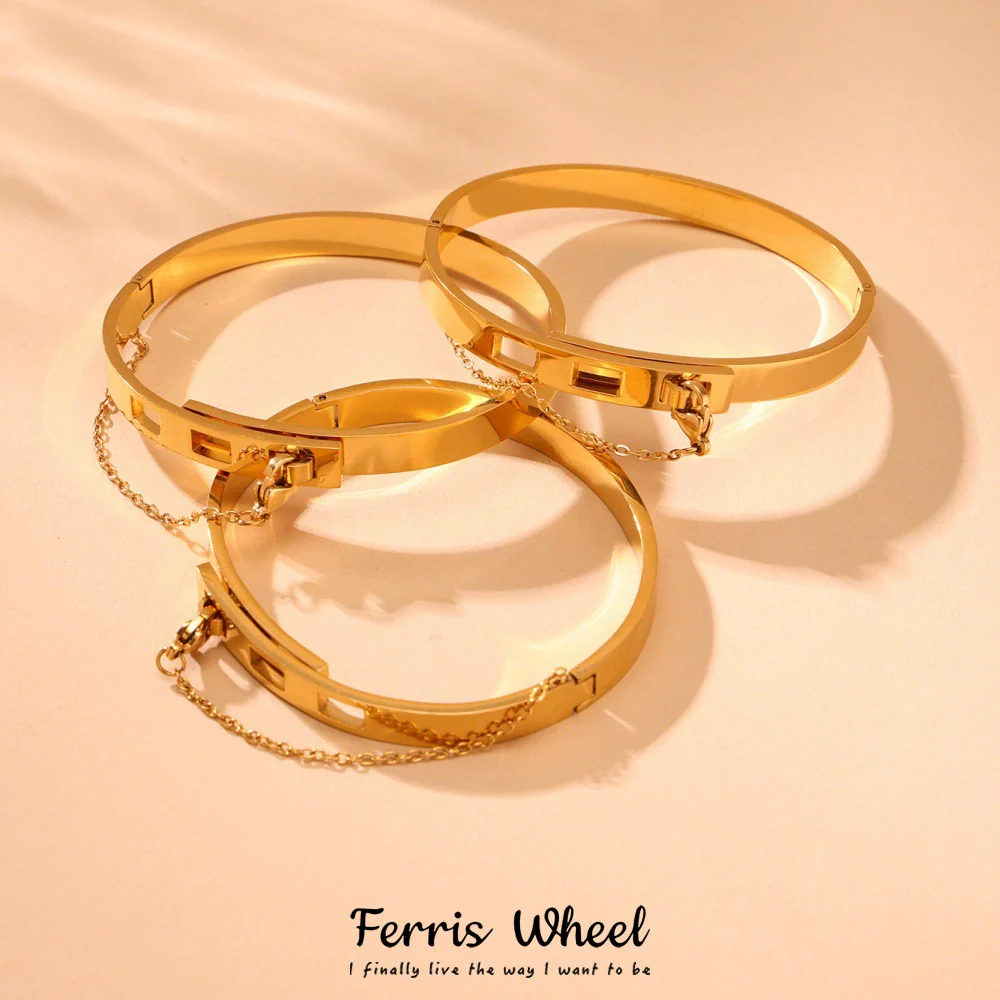 Wholesale Ferris Wheel Geometric Fashion Jewelry Chain Tassel Buckle Bracelet Stainless Steel Electroplated Couple Bracelet
