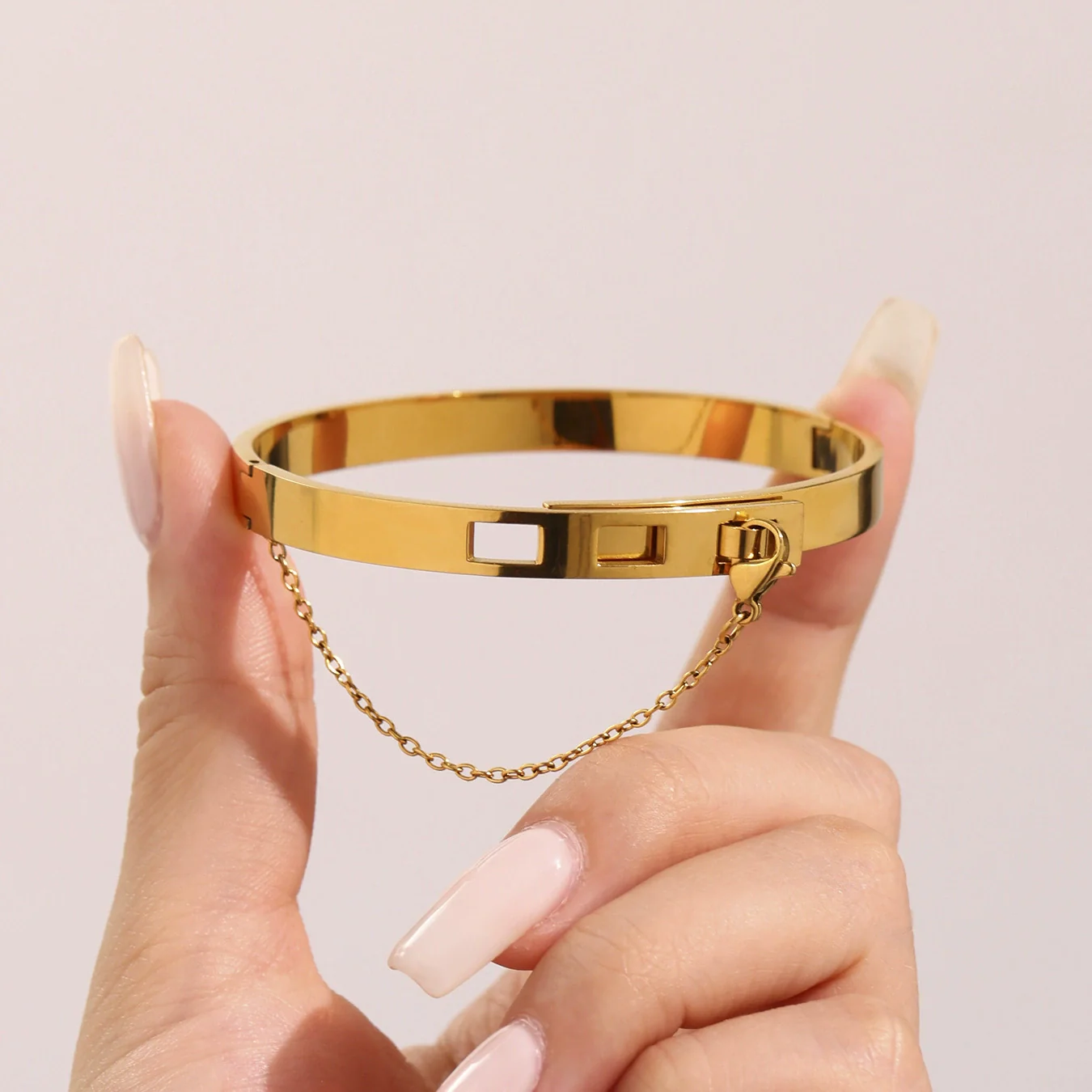 Wholesale Ferris Wheel Geometric Fashion Jewelry Chain Tassel Buckle Bracelet Stainless Steel Electroplated Couple Bracelet - Image 3