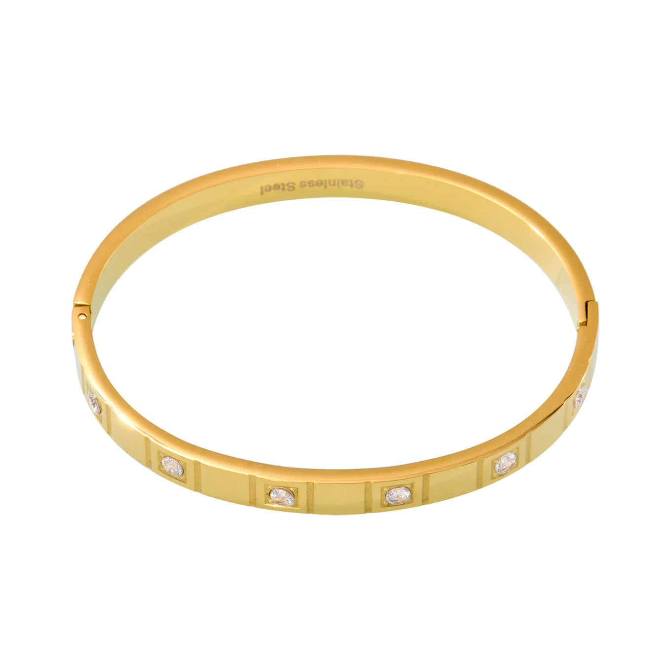Wholesale Ferris Wheel Geometric Fashion Stainless Steel Electroplated 8K Real Gold Colorpreserving Inlaid Diamond Bracelet For Women - Image 5