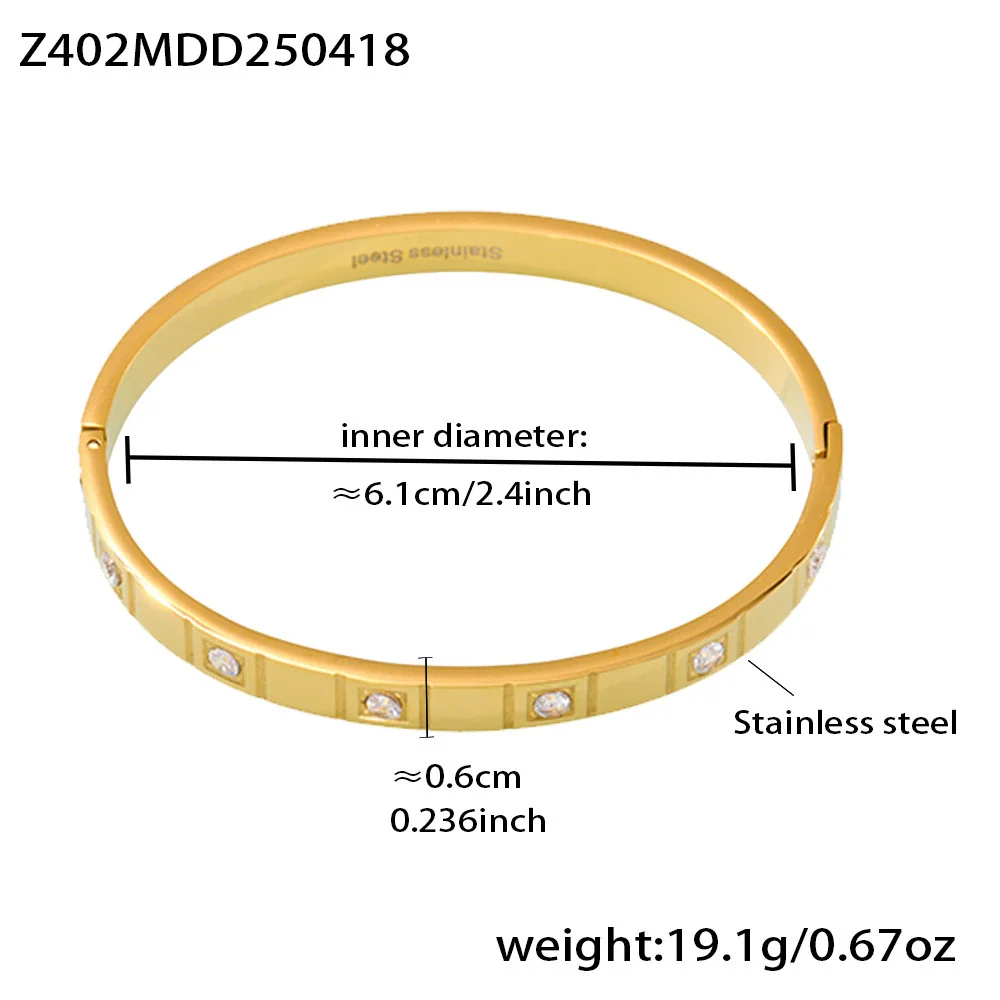 Wholesale Ferris Wheel Geometric Fashion Stainless Steel Electroplated 8K Real Gold Colorpreserving Inlaid Diamond Bracelet For Women - Image 6