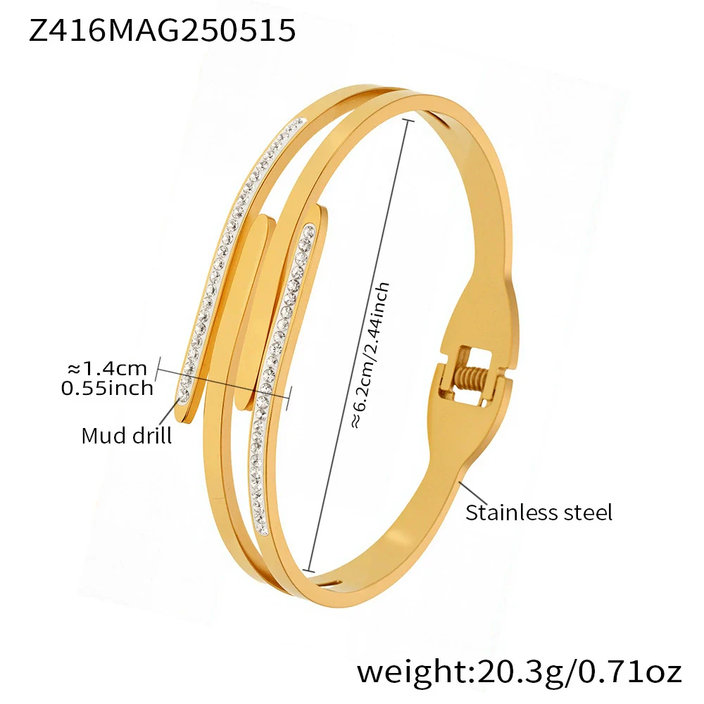 Wholesale Ferris Wheel Geometric Fashion Stainless Steel Zircon Goldplated Bracelet Hand Jewelry - Image 6